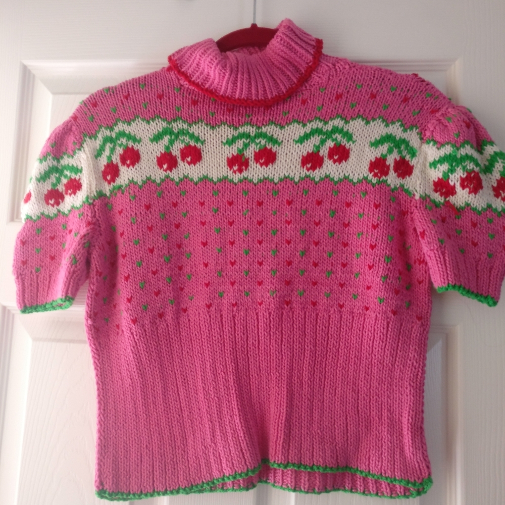 Hand-knit puff sleeved sweater